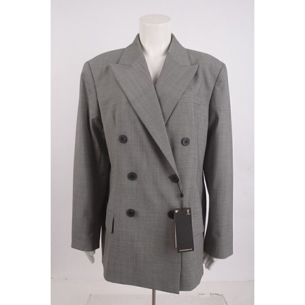Massimo Dutti Womens Double Breasted Blazer Jacket US 12 EU 44 Gray 6030/539 NWT